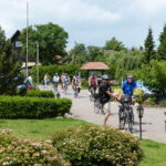 Radfahrer mit Garten